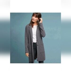Anthropologie Harlyn Morganne Gray Pinstripe Long Blazer Sz XS